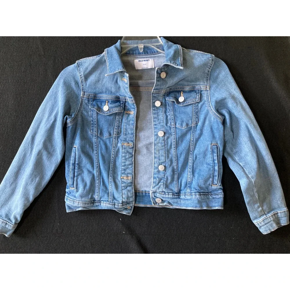 Old Navy Kids Blue Denim Trucker Jean Jacket Size L 10-12 Medium Wash Coat